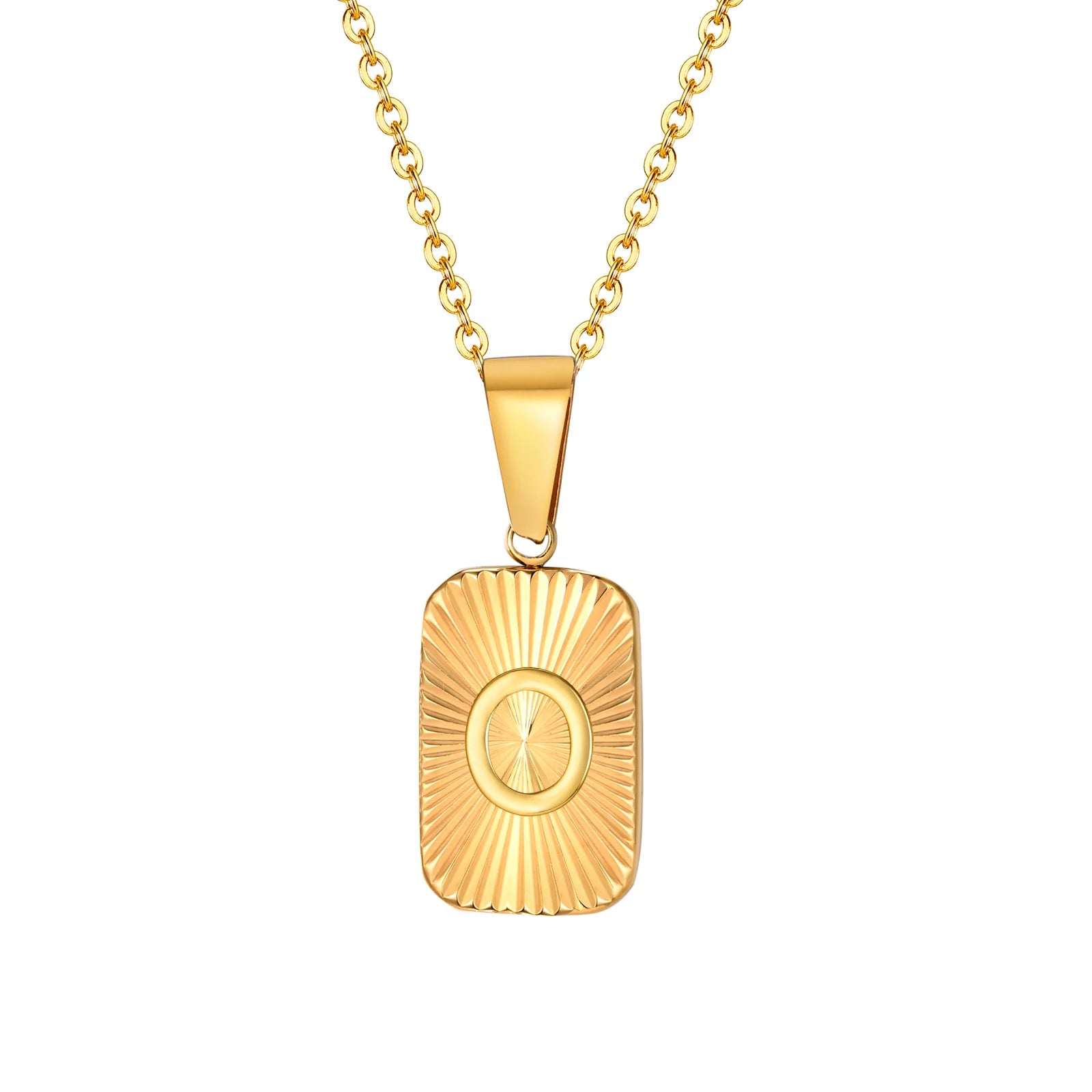 18k Square Ray Initial Necklace