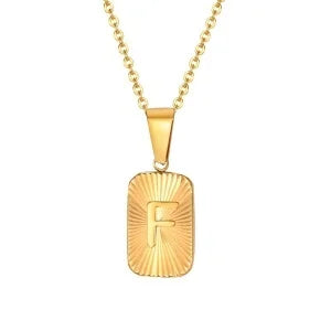18k Square Ray Initial Necklace