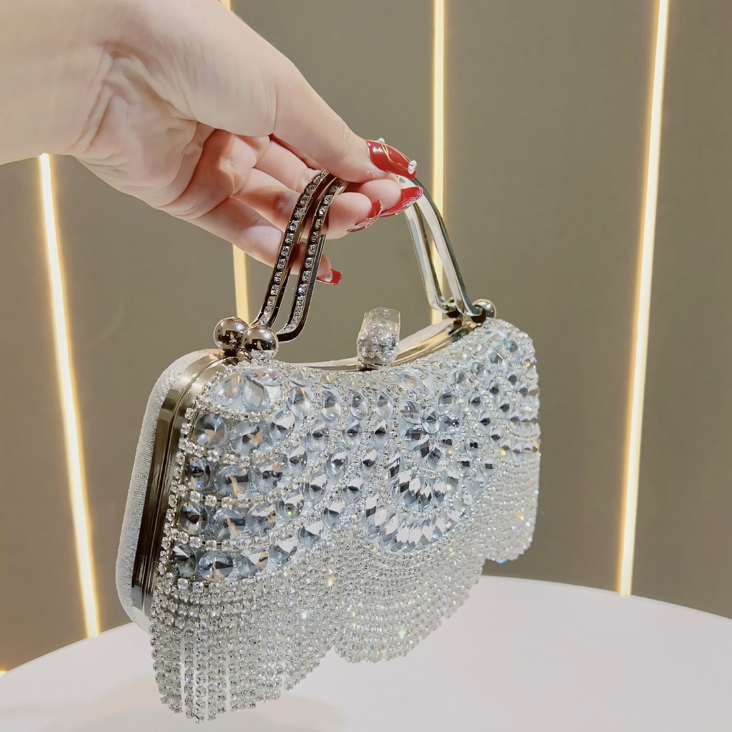 Crystal Tassel Evening Clutch Bag