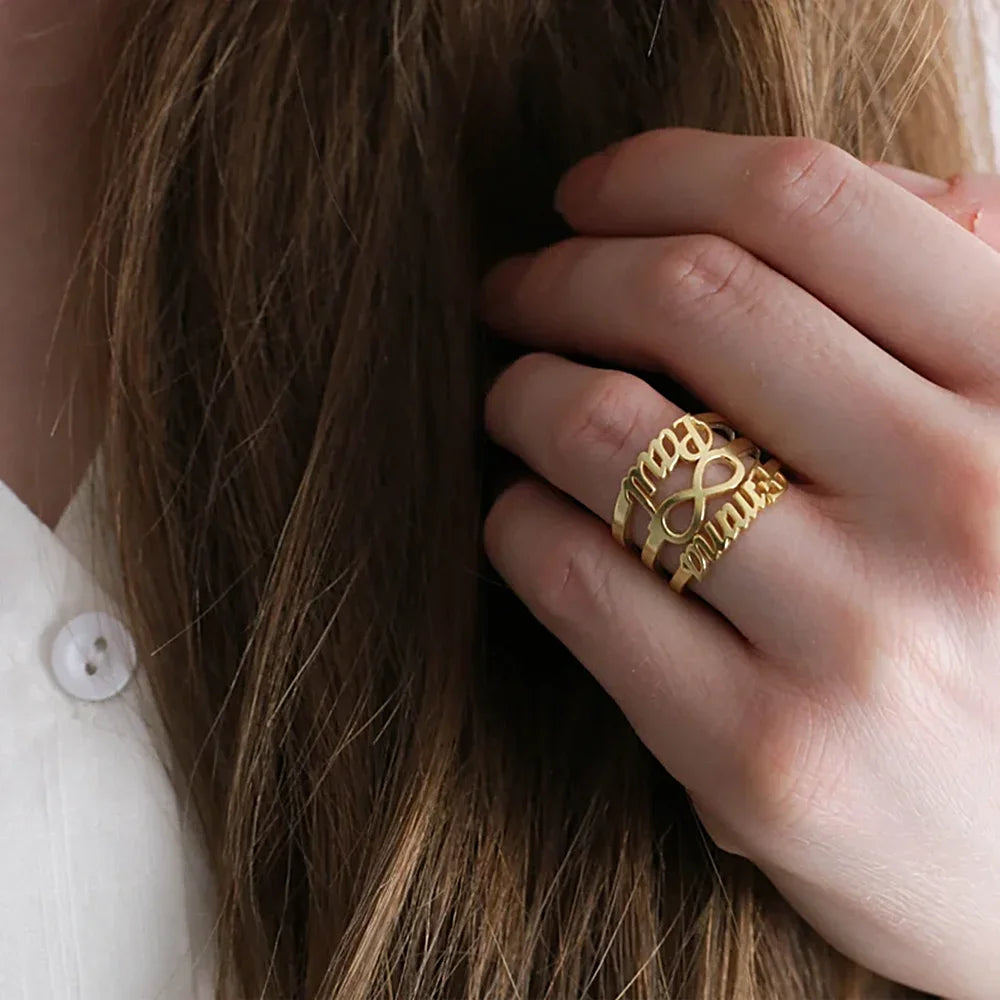 Custom Infinity Double Name Ring