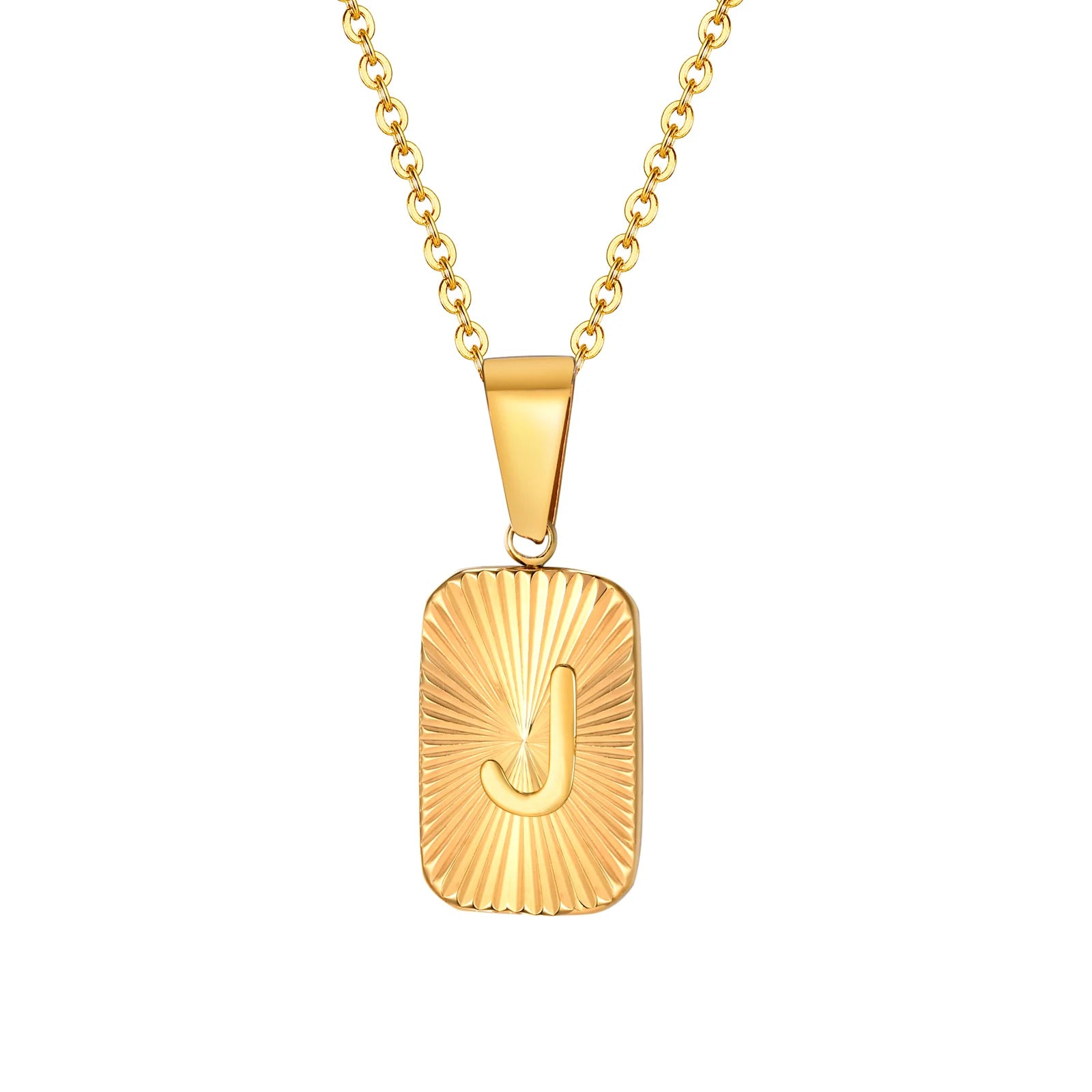 18k Square Ray Initial Necklace