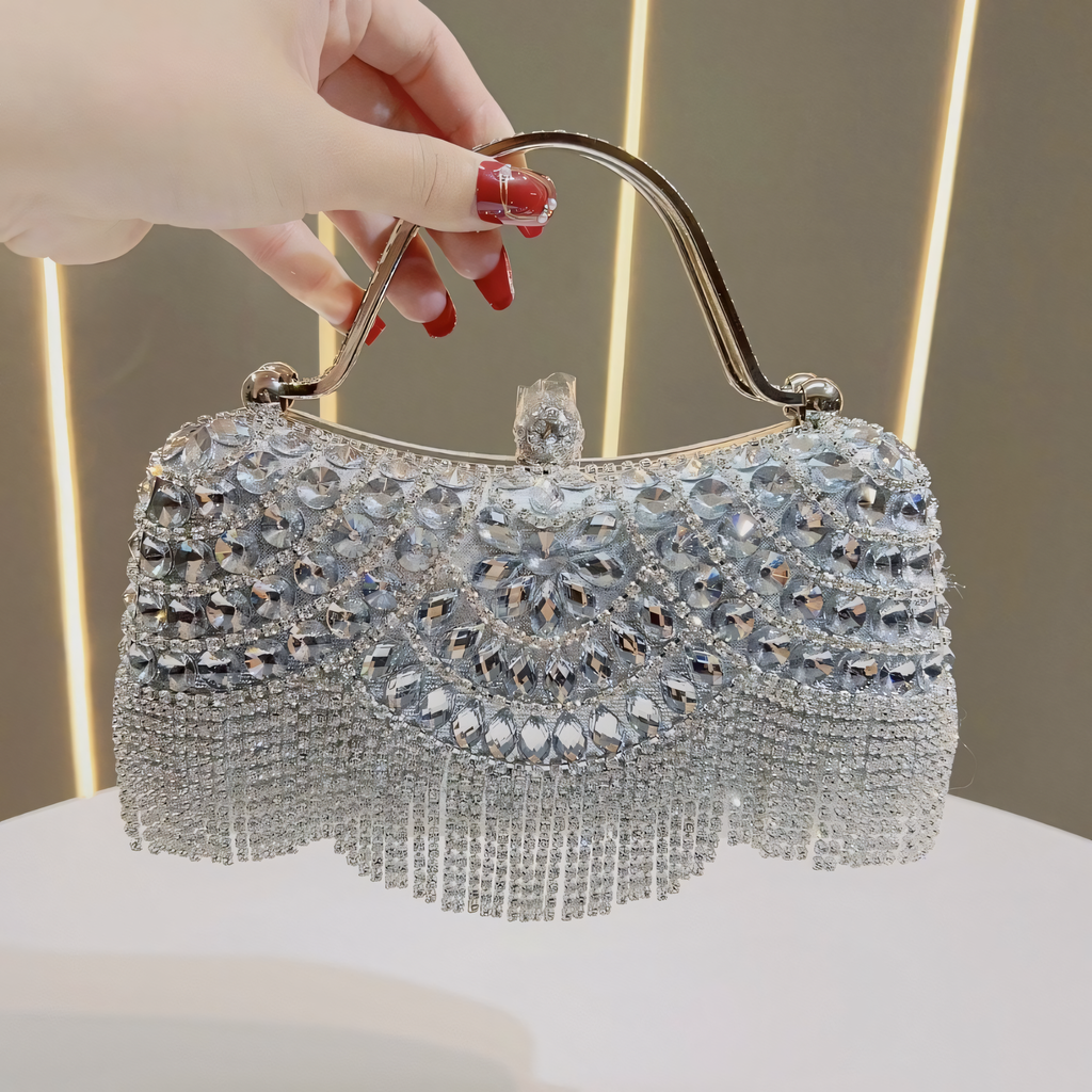 Crystal Tassel Evening Clutch Bag