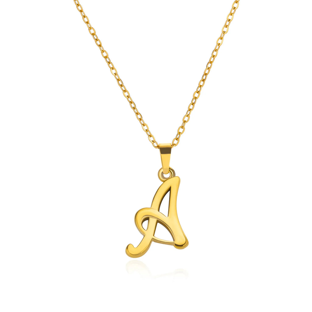 18k Cursive Initial Necklace