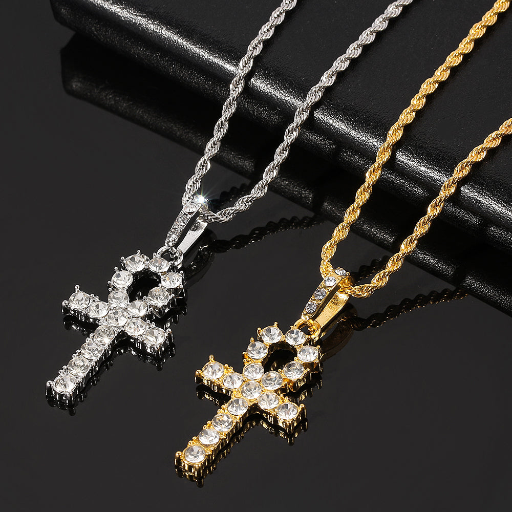 Iced Ankh Cross Necklace