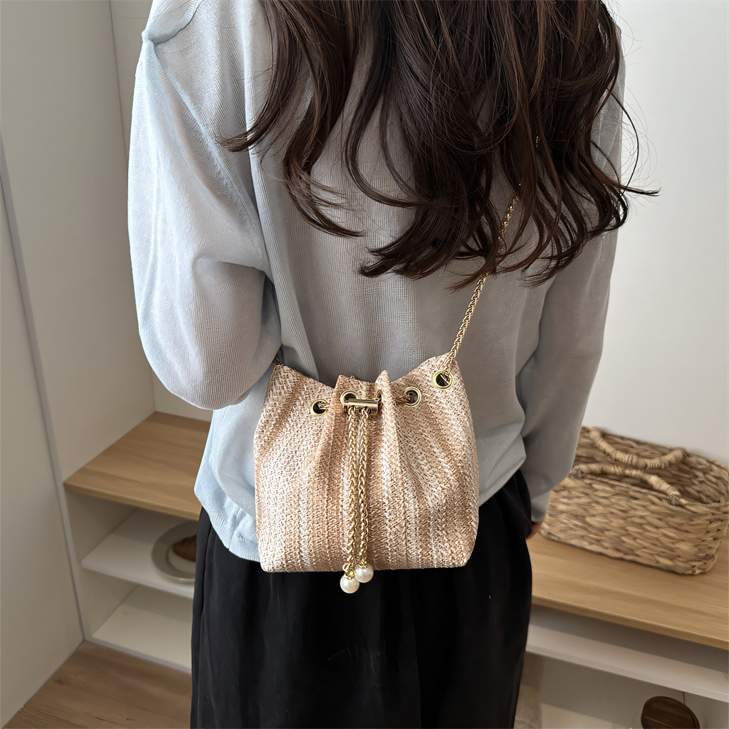 Chevron Weave Bucket Bag