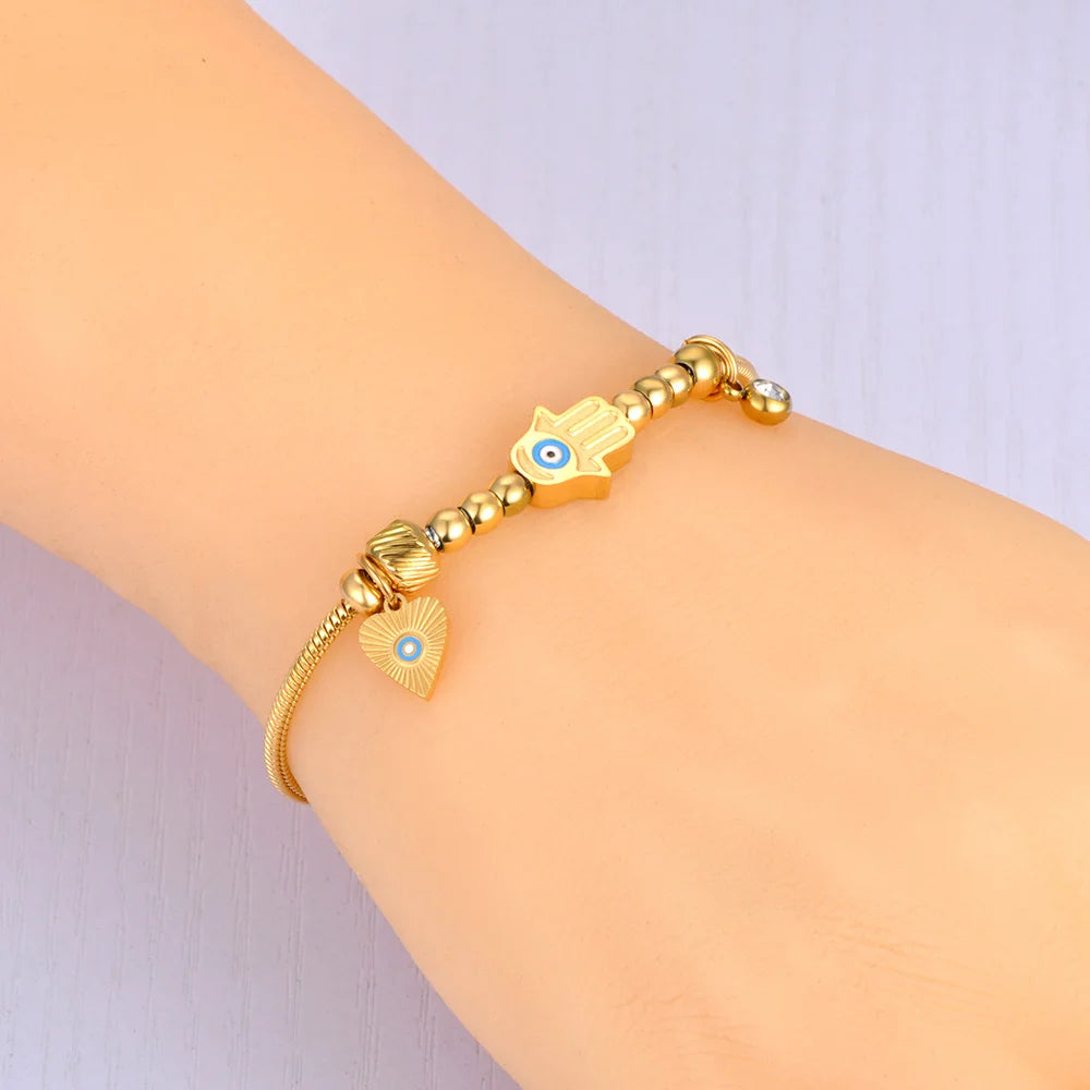 Evil Eye Cable Charm Bracelet