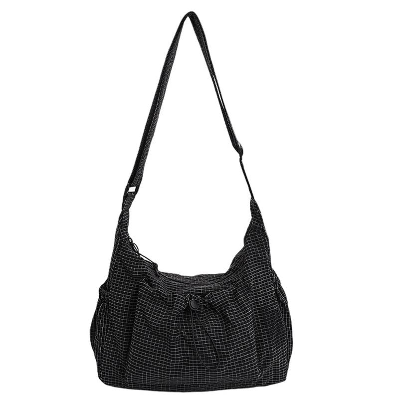 Plaid Canvas Hobo Crossbody Bag