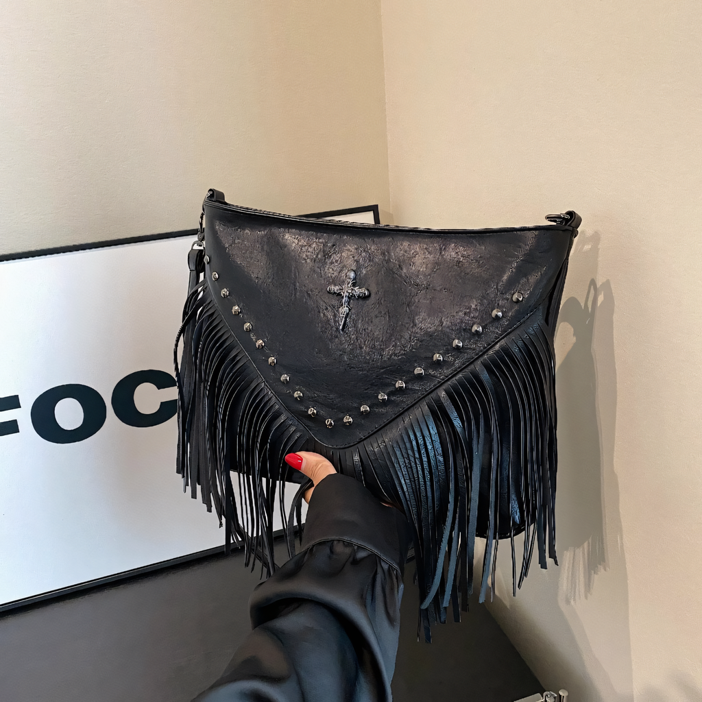 Western Cross Fringe Purse