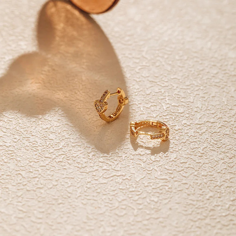 18k Inlaid Heart Earrings