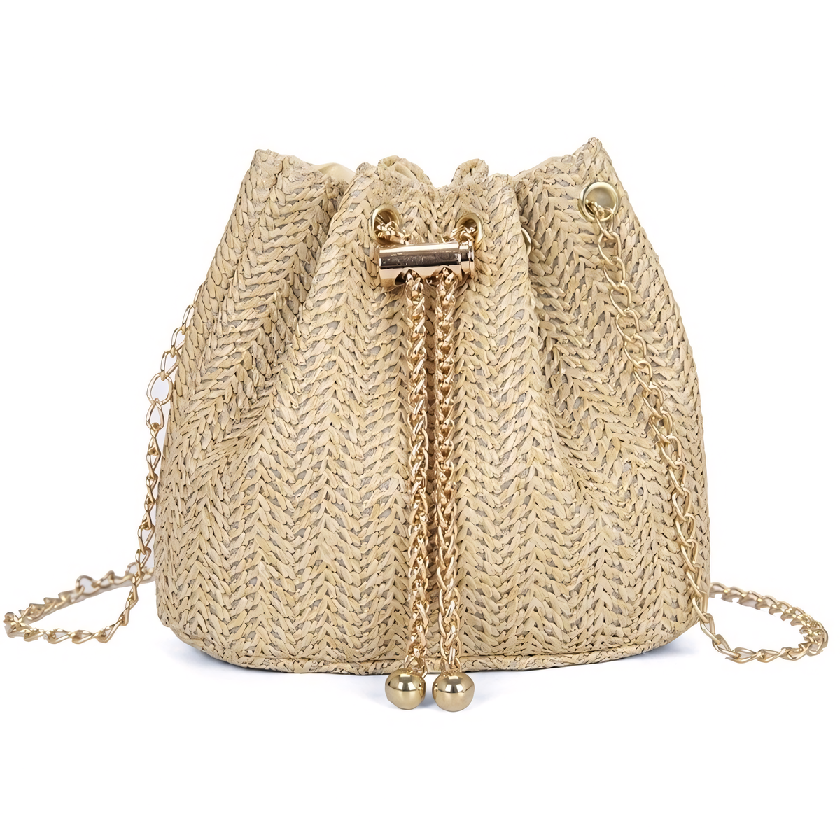 Chevron Weave Bucket Bag