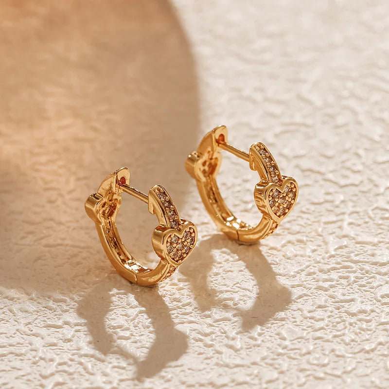 18k Inlaid Heart Earrings