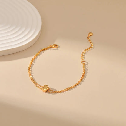 18k Double Chain Heart Bracelet