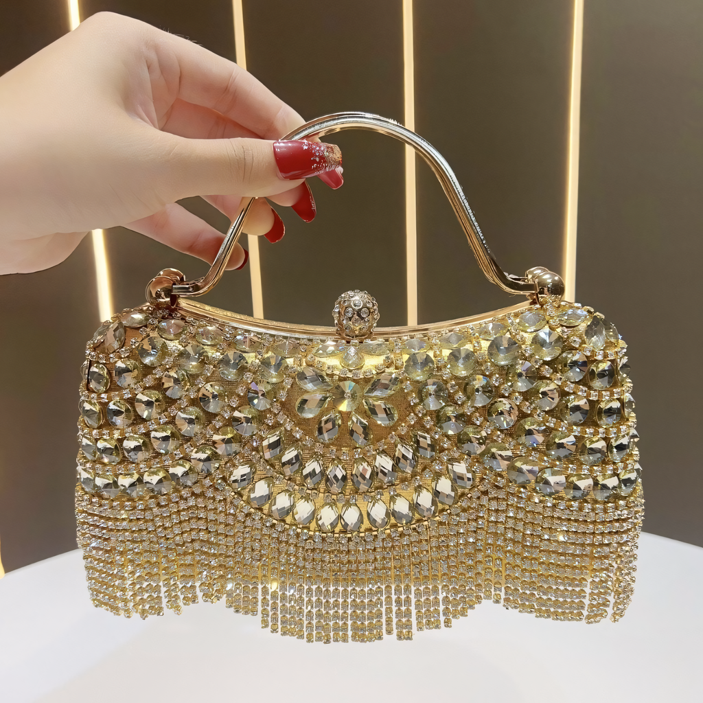 Crystal Tassel Evening Clutch Bag