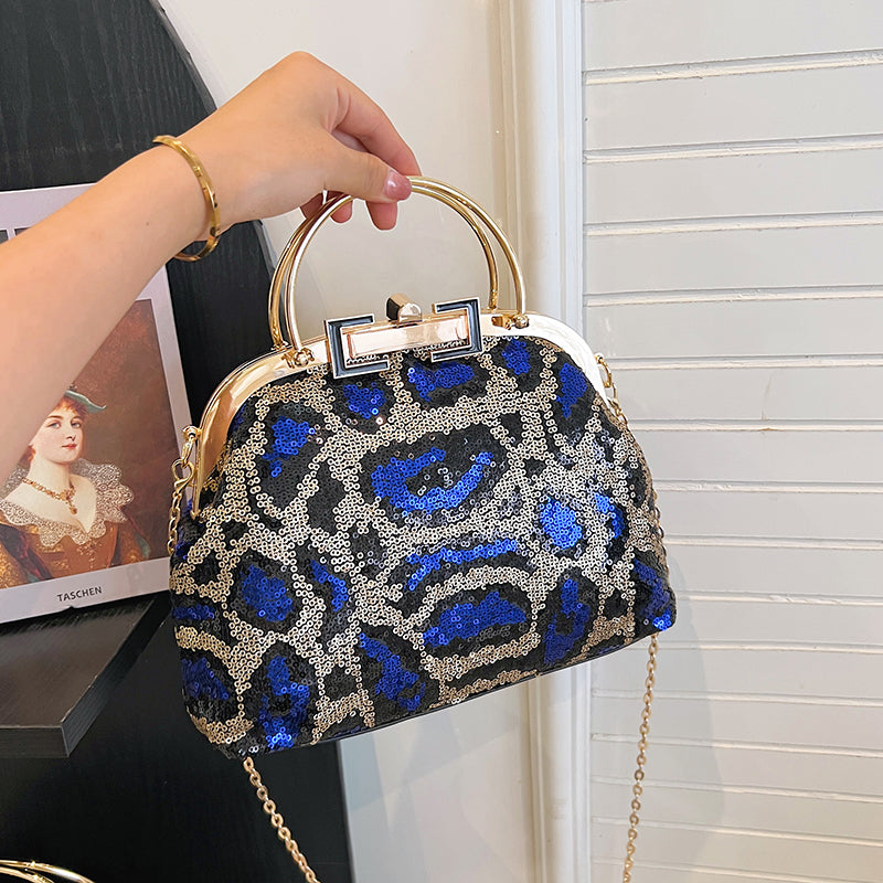 Sequin Leopard Print Clutch Bag