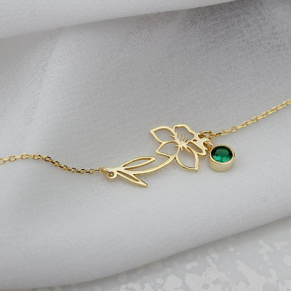 Birthstone & Flower Bracelet