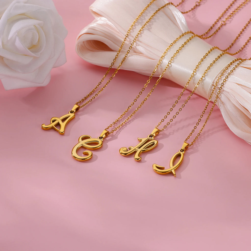 18k Cursive Initial Necklace