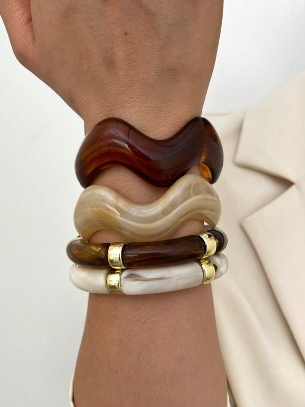 4PC Boho Chunky Bangle Set