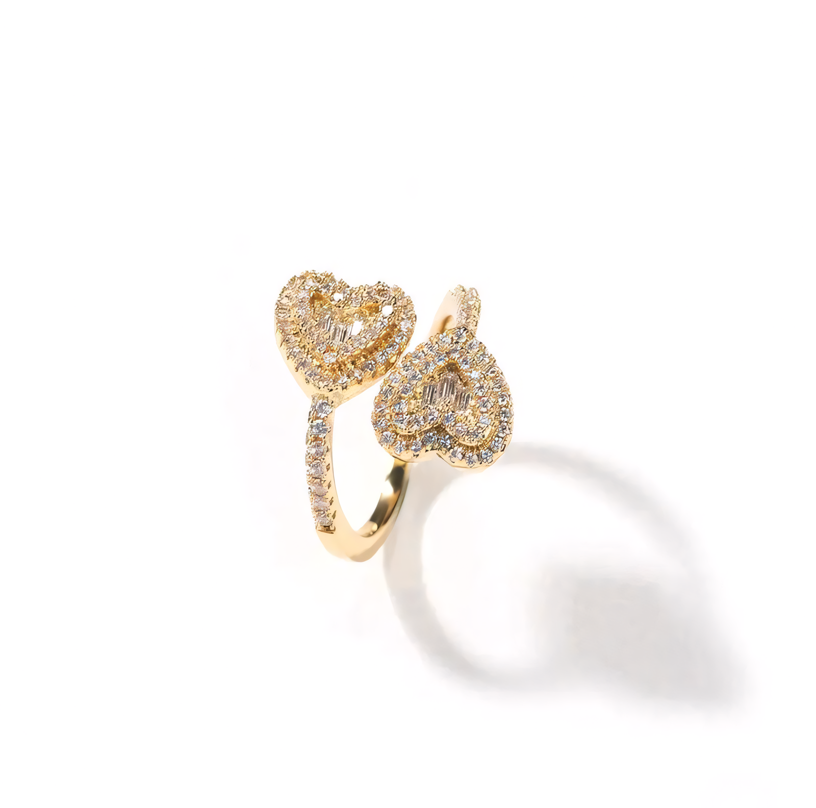 18k Adjustable Dual Heart Ring