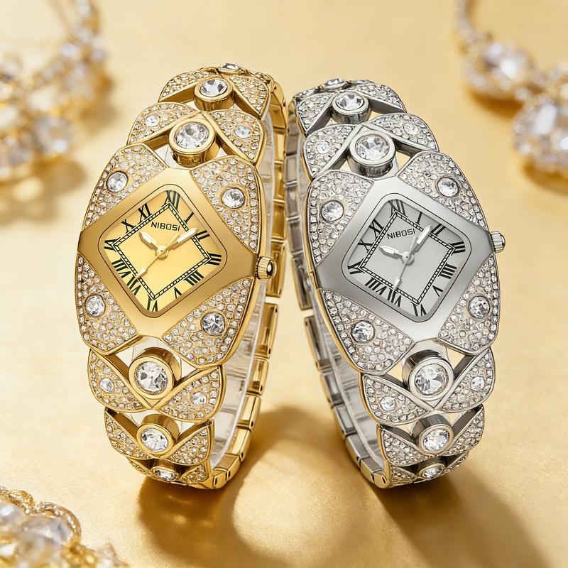 Diamond-Studded Bracelet Watch