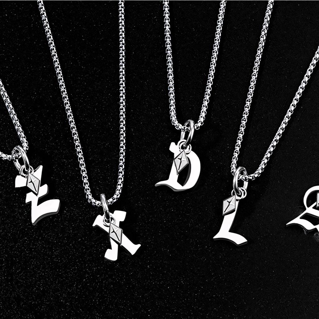 Vintage Initial Cross Charm Necklace