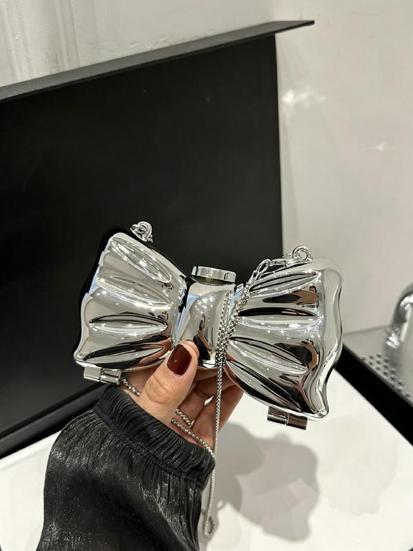 Metallic Bow Clutch Bag