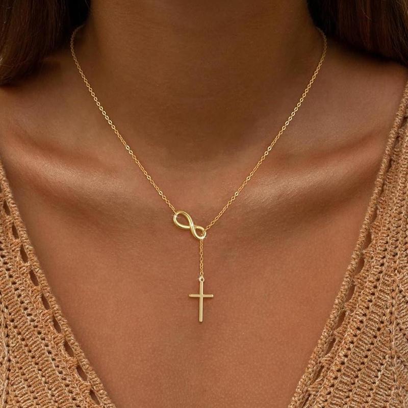 Infinity Cross Lariat Necklace