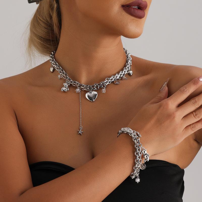 Charm Chain Necklace & Bracelet Set