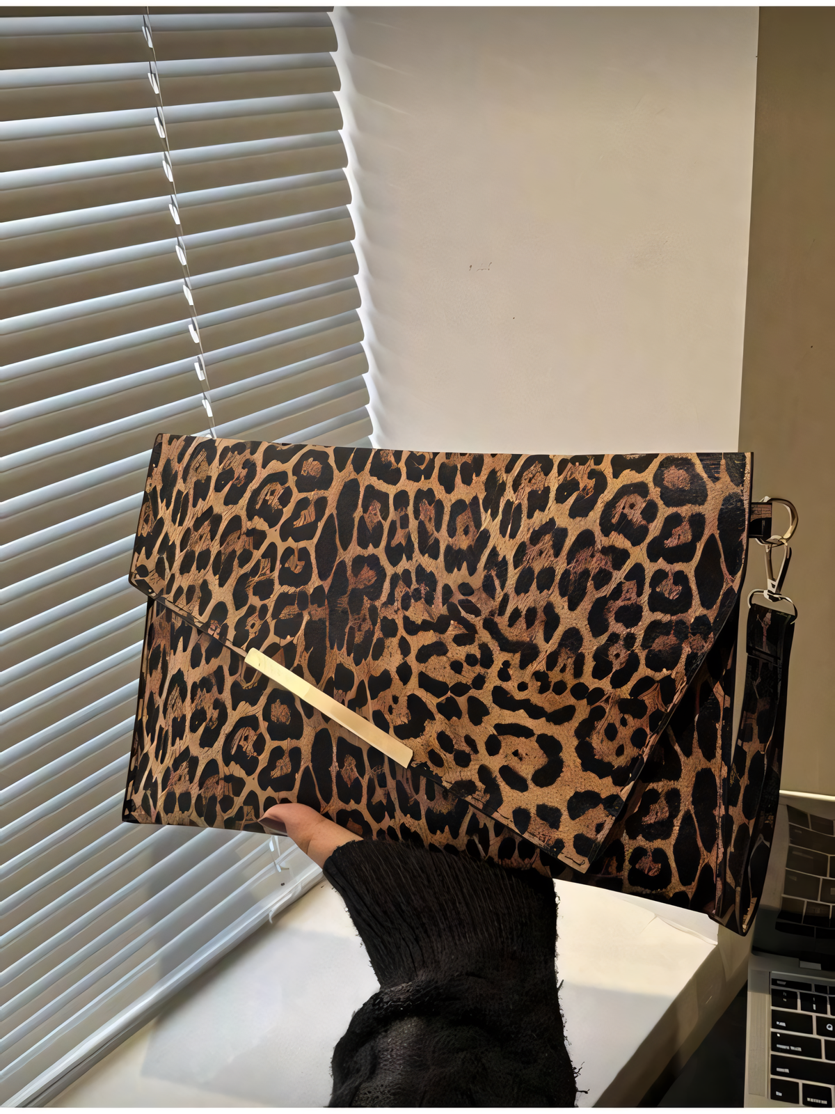 Leopard Print Envelope Clutch Bag