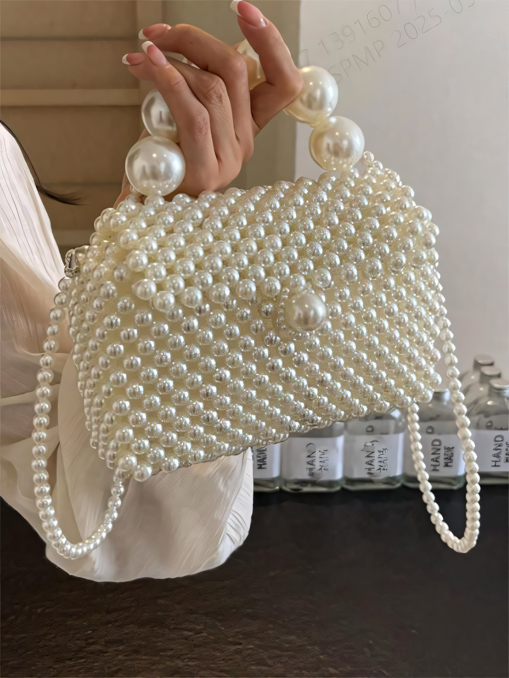 Handmade Pearl Beaded Clutch Bag