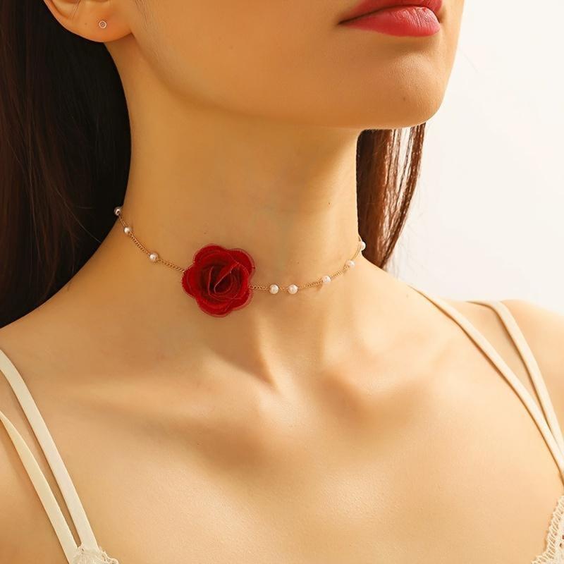 Rose & Pearl Choker Necklace