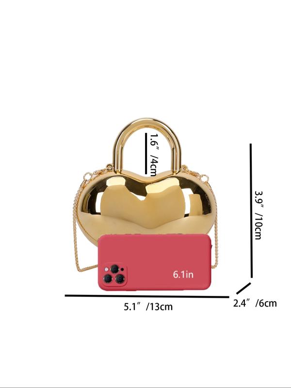 Metallic Heart Clutch Bag
