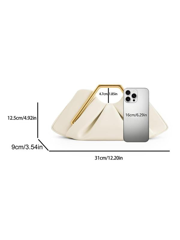 Ruched Clutch Bag with Angular Handle