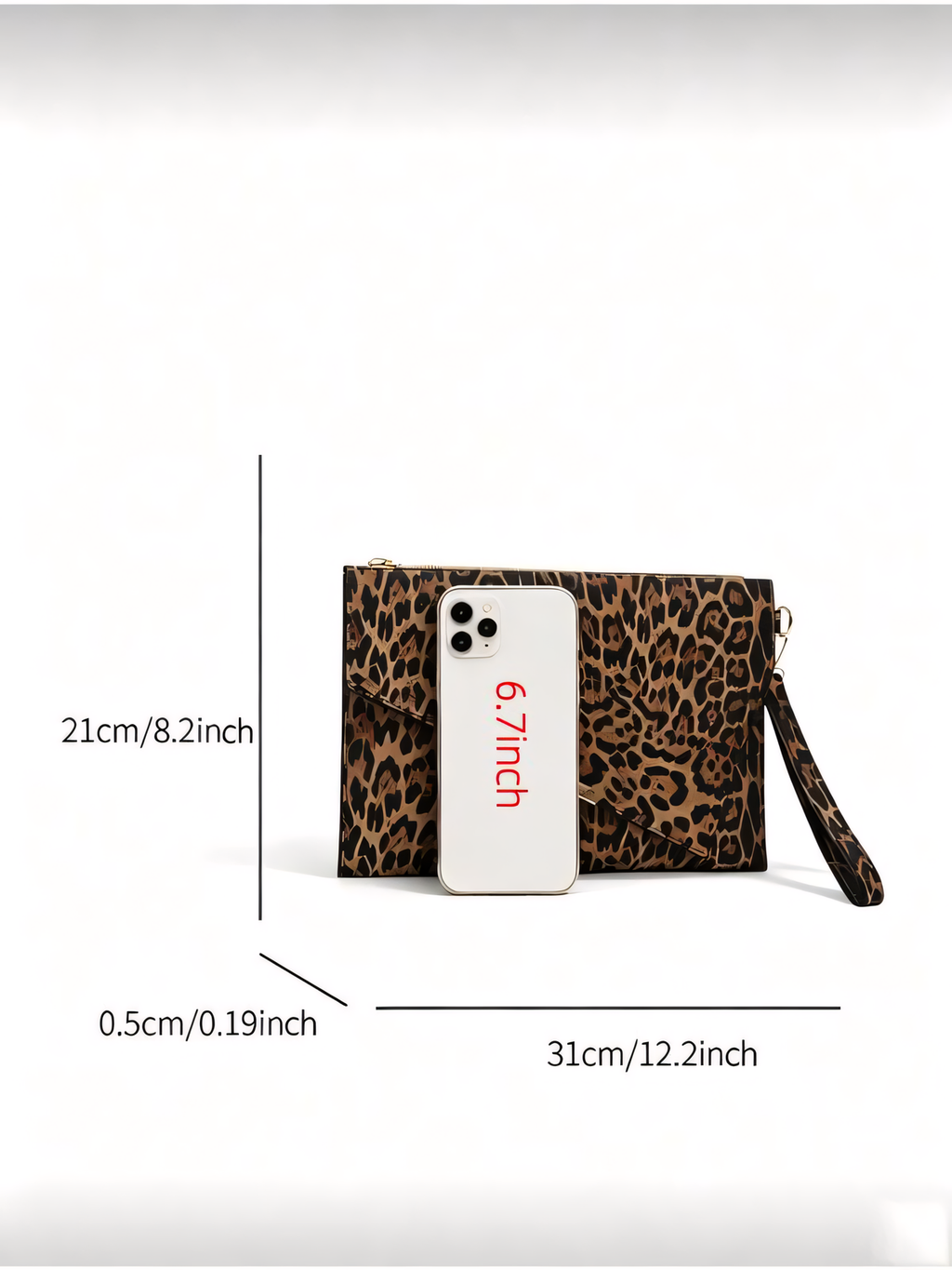 Leopard Print Envelope Clutch Bag