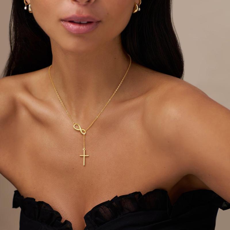 Infinity Cross Lariat Necklace