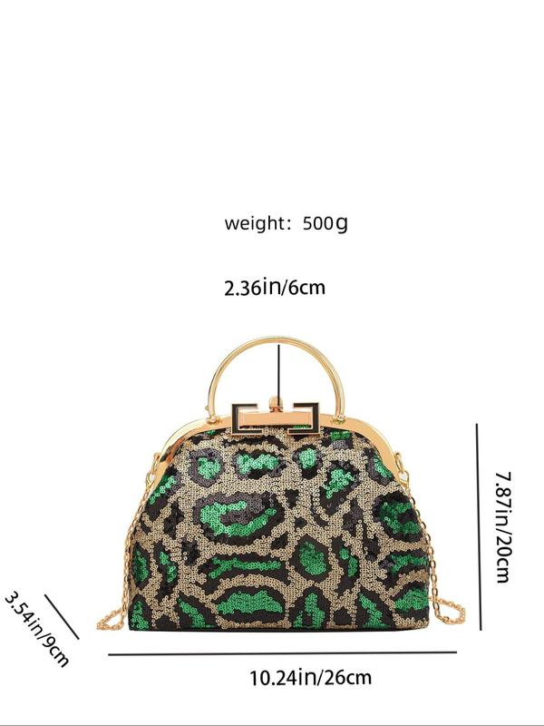 Sequin Leopard Print Clutch Bag