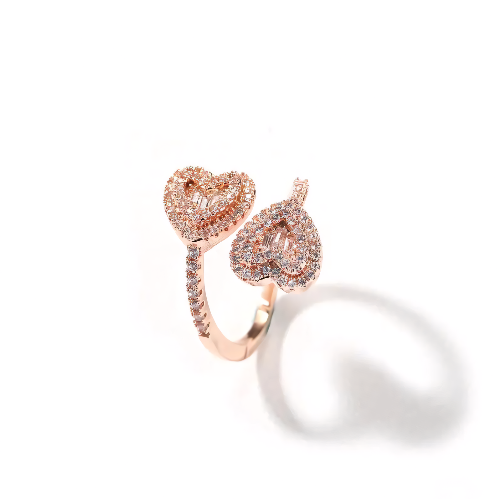 18k Adjustable Dual Heart Ring