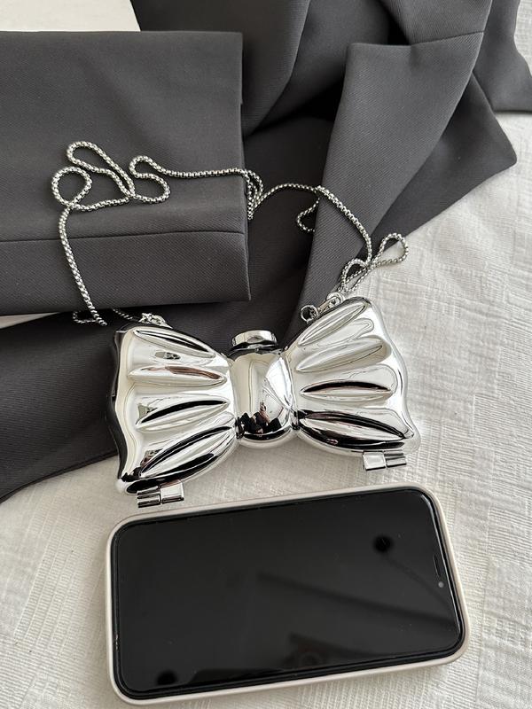 Metallic Bow Clutch Bag