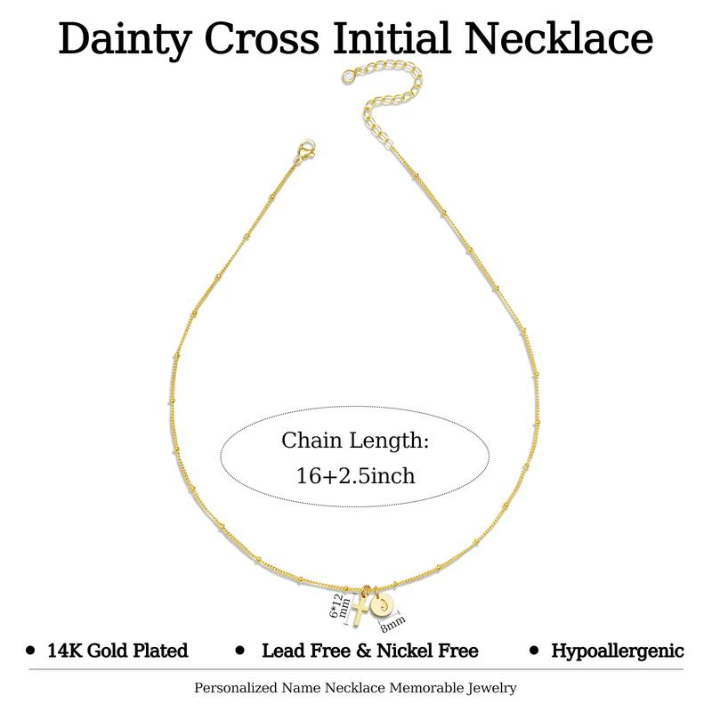 Dainty Cross Initial Necklace