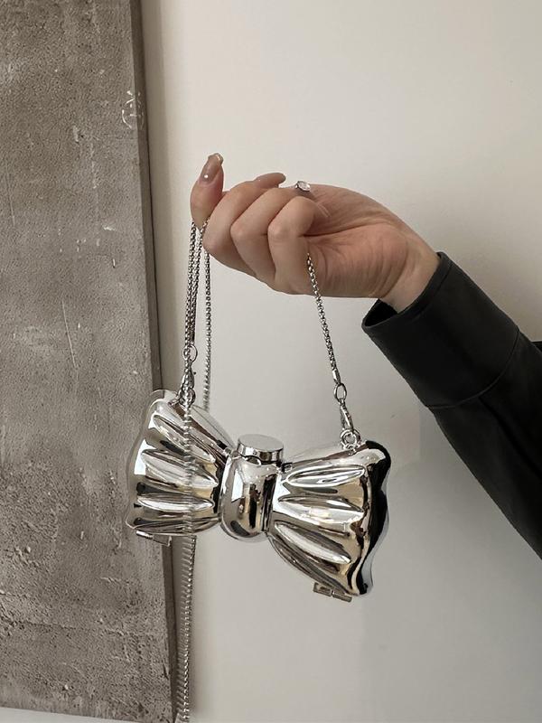 Metallic Bow Clutch Bag