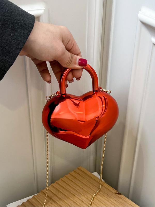 Metallic Heart Clutch Bag