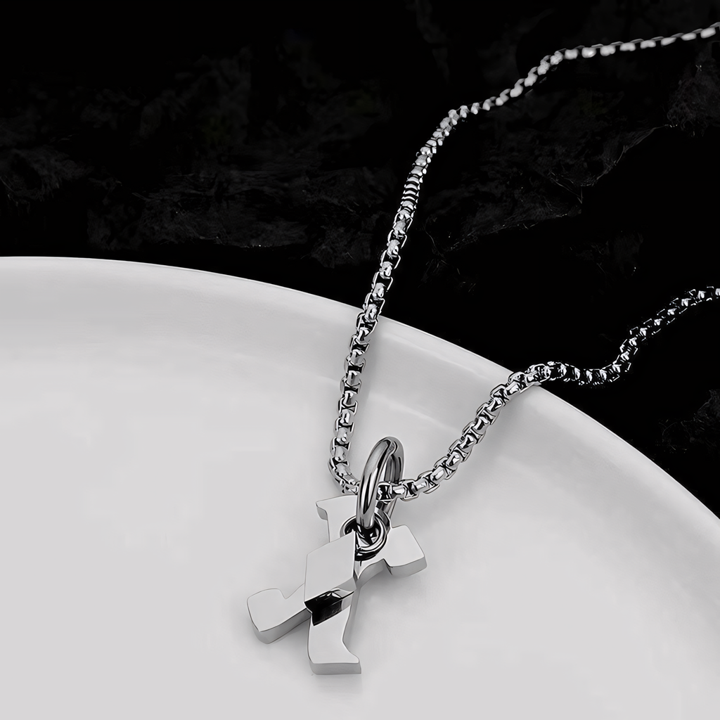 Vintage Initial Cross Charm Necklace