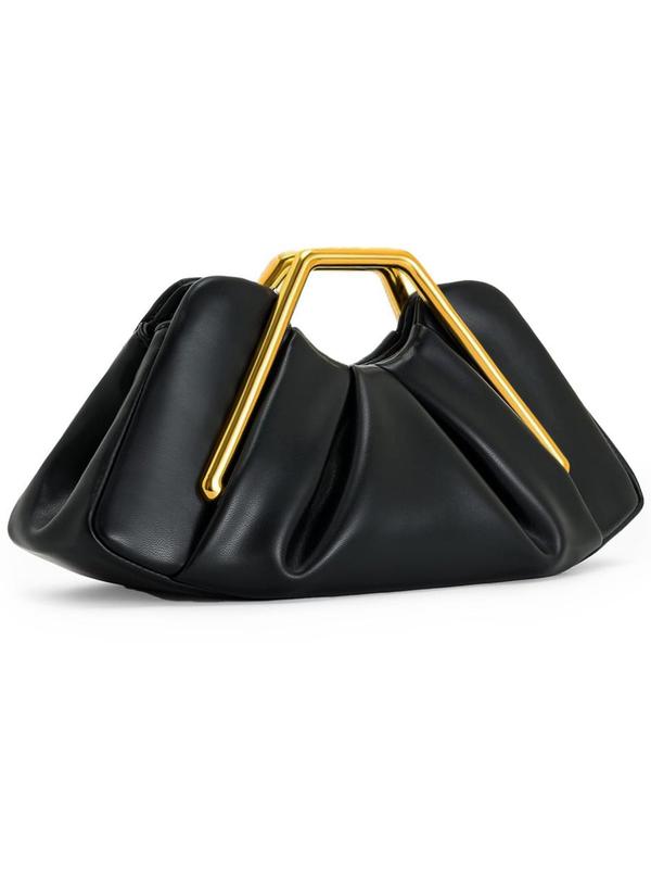 Ruched Clutch Bag with Angular Handle