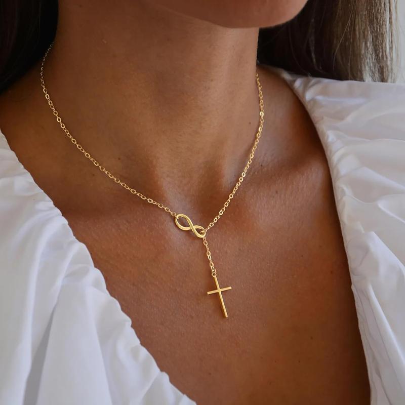 Infinity Cross Lariat Necklace