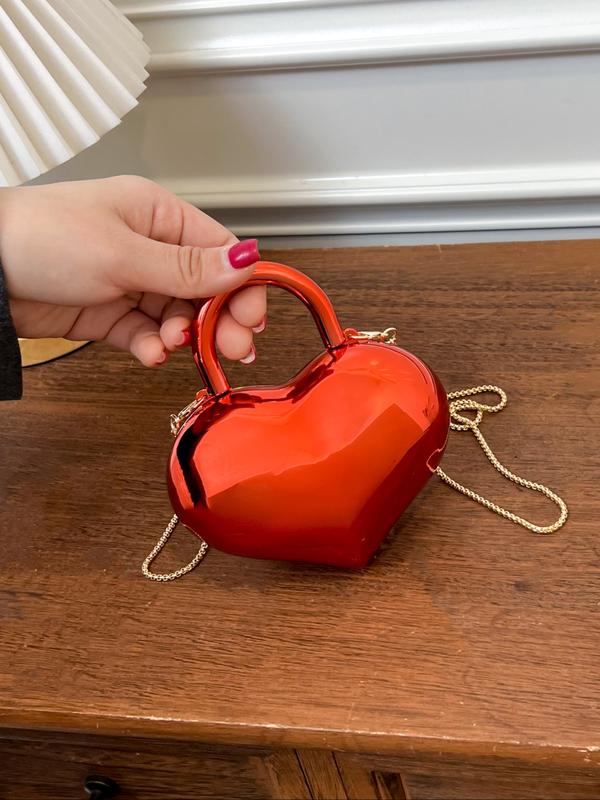 Metallic Heart Clutch Bag