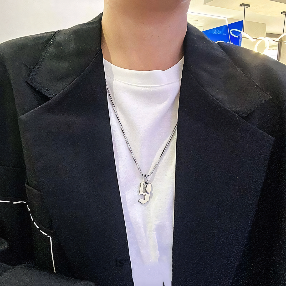 Vintage Initial Cross Charm Necklace