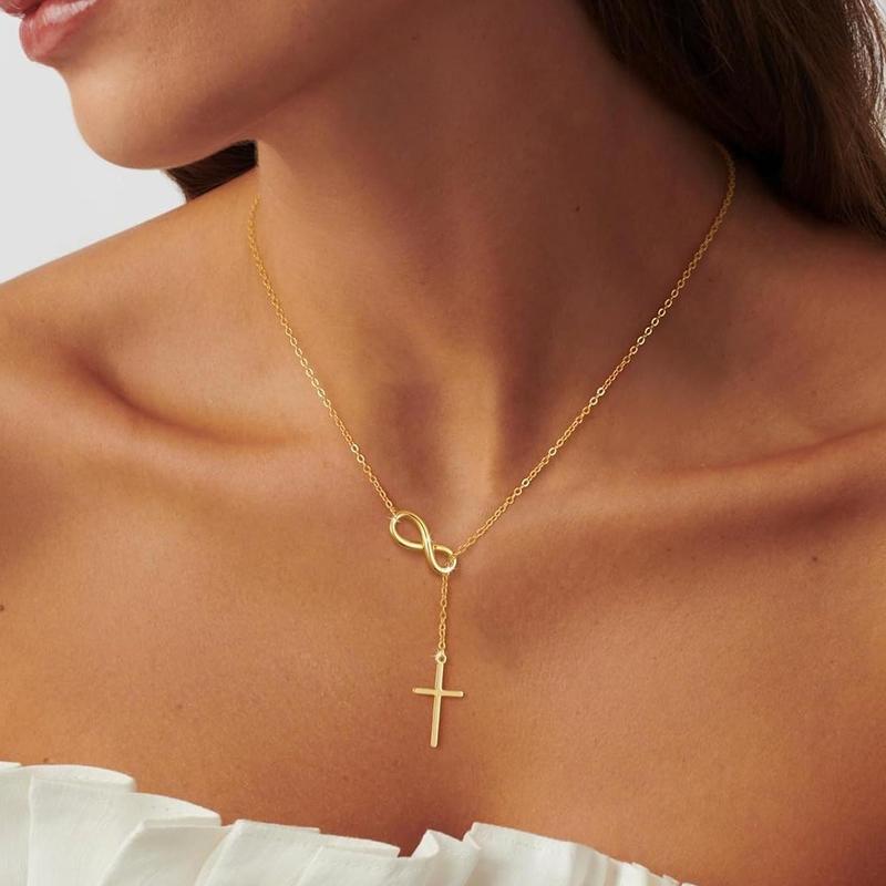 Infinity Cross Lariat Necklace