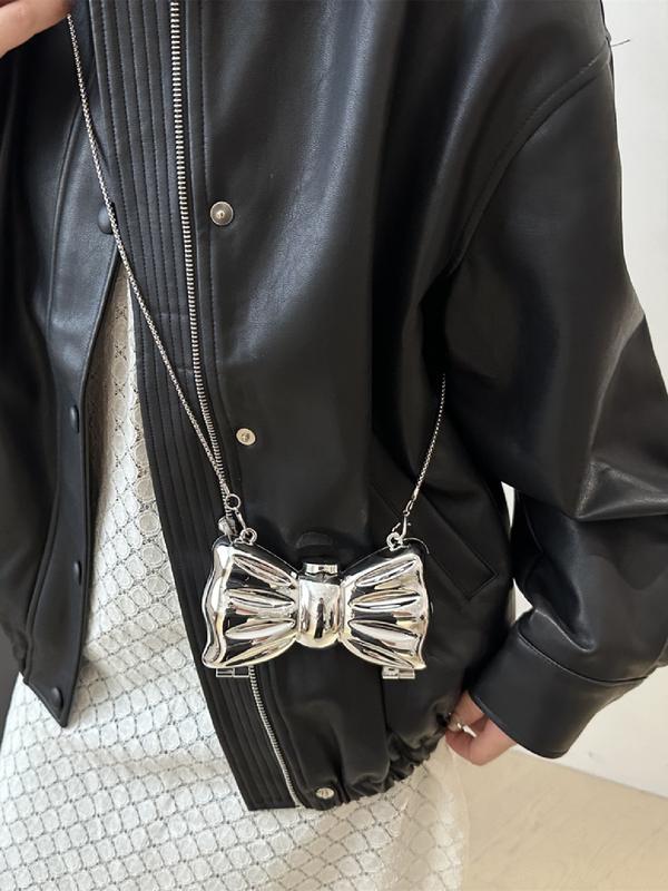 Metallic Bow Clutch Bag
