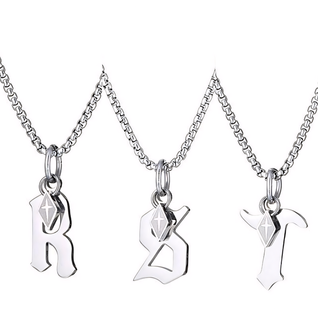 Vintage Initial Cross Charm Necklace