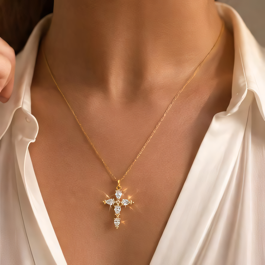 Dainty Crystal Cross Necklace