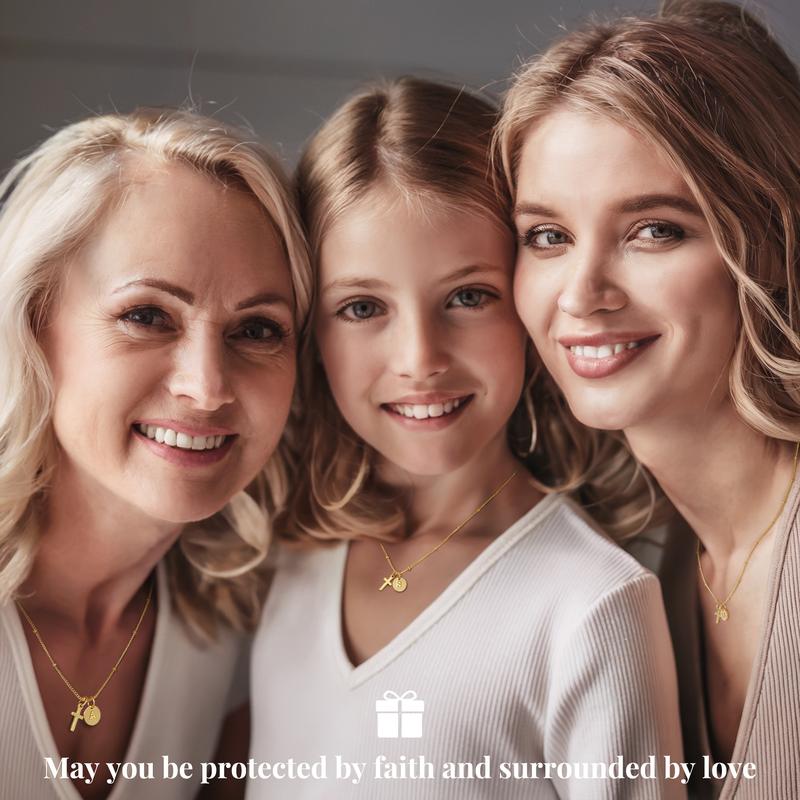 Dainty Cross Initial Necklace